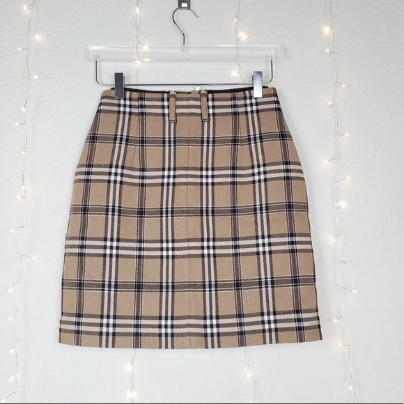 Sandro Sunset Camel Plaid Wool Blend Mini Skirt S - Picture 7 of 10
